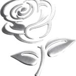 3D Rose Car Sticker Decal, Waterproof PVC Auto Bumper Stickers, 3.9'' × 3.1'' Cute Flower Car Window Decals, Vehicle Exterior Decoration Accessories for Wall, Mirror, Laptop (Silver)