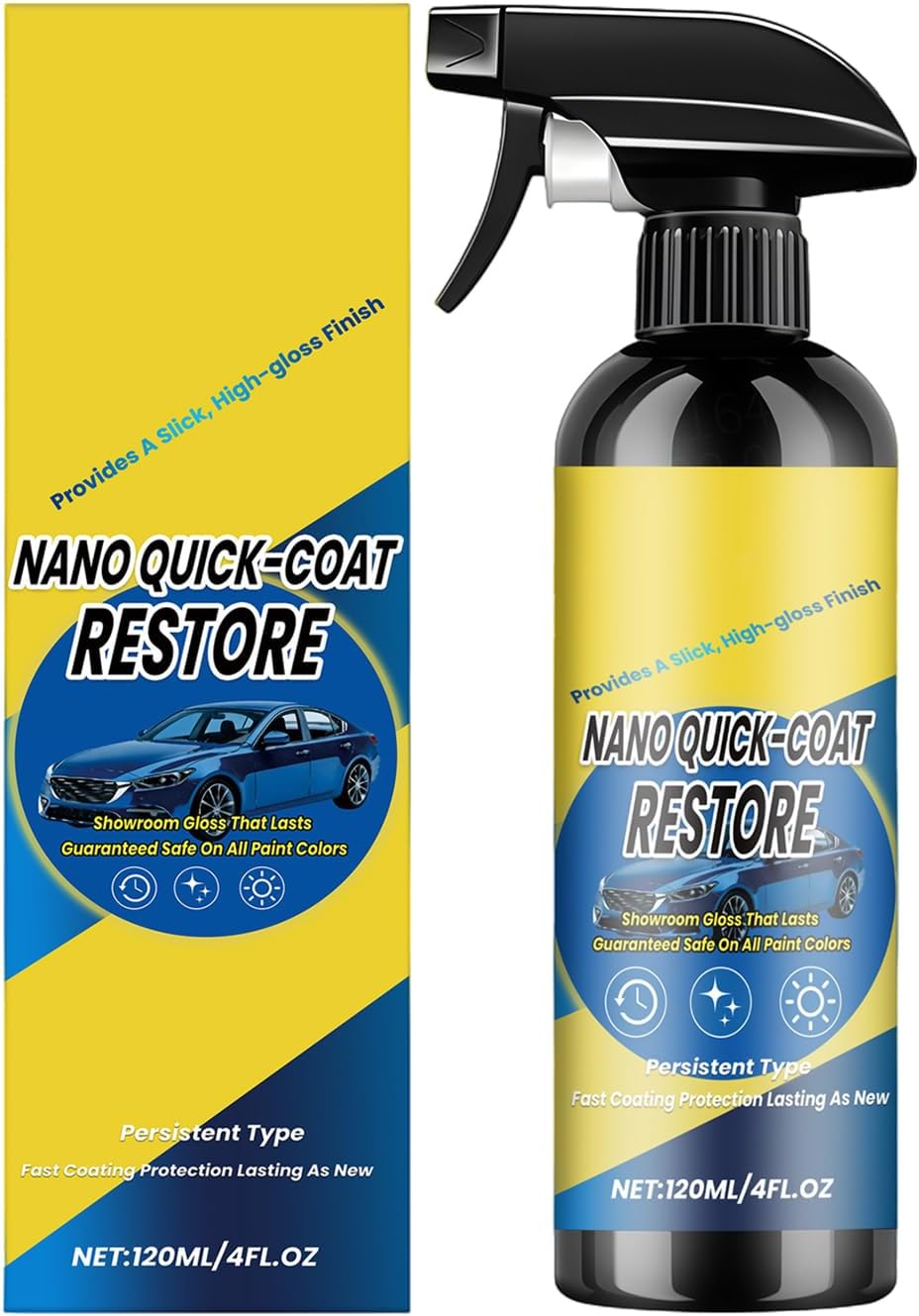 61QbXoYA3L._AC_SL1500_.jpg Car Ceramic Coating Spray, 120ML Quick Effect Coating Agent for Cars, Car Coatings Spray for Shine and Protection, Long Lasting Nano Cars Polishing Wax Sprays, for Auto Maintenance Supplies - Image 1