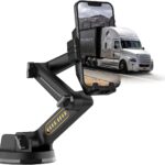 Topsolar Phone Mount for Truck Phone Holder for Truck - Heavy Duty Super Suction Cup, Mobile Device Holder Dashboard Window 16.9 inch Long Arm & Stable, iPhone & Samsung Compatible, Semi Trucker