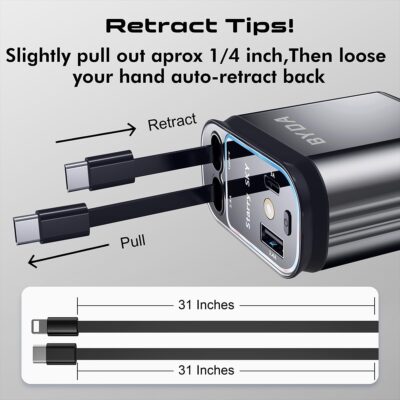 4 in 1 Retractable Car Charger with Starry Light,69W USB-C Fast Car Charger, for iPhone 17/16/15/14/13/12/11, Android,Pixel,Cigarette Lighter Charger (for Lightning+USB-C) - Image 4
