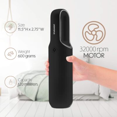 STARUMENT Portable Hand Vacuum Cleaner Handheld Cordless Cleaner for Dust Pet Hair Dirt Home Car Interior Lightweight, Easy to Use, Compact Design Battery Rechargeable with USB-C Cable - Black - Image 4