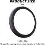 15 Inch Car Leather Steering Wheel Cover, Automotive Accessories Elastic Breathable Anti-Slip Soft Wheel Protector Fits Men and Women, Suitable for SUVs, Trucks, Vehicles and RVs (Black-1) - Image 2