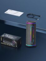 MLOVE E80 Speakers Bluetooth Wireless, Portable Bluetooth Speaker with Aux Input, Micro SD Card Slot, Bass Up, TWS, RGB Lights, IPX7 Waterproof, BT5.4 for Outdoor, Car Music, Beach, Gifts, 30W, Black - Image 8