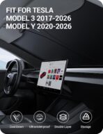 BASENOR 2017-2026 Tesla Model Y Model 3 Windshield Sunshade, (Proprietary Design) Folding Front Window Sun Shade Full Cover, Heat UV Protection Visor Accessories - Image 2