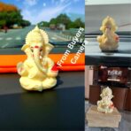 Ivory Ganesha Idol for Car Dashboard,Lord Ganpati Diwali Gifts, Home Decor, Office Desk, House Warming (IVORYMUKUT (Size: 3.5 x 2 inches) - Image 4
