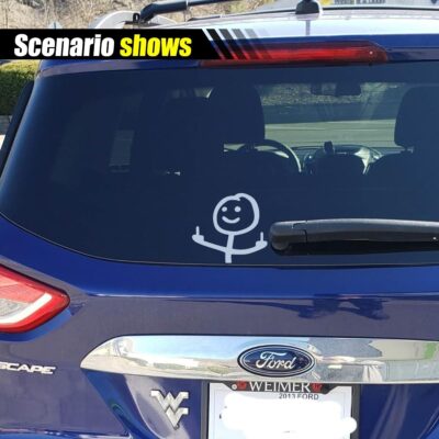 Car Fuck You Meme Large Vinyl Sticker Decal, Funny Personalised Cartoon Middle Finger Sticker, Fit for Cars Windows Bumpers Trucks Motorcycles or Any Other Smooth Surface (White Large) - Image 6