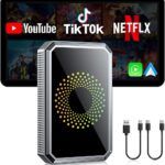 LAMTTO 3-in-1 Magic Video Box for Streaming Netflix/YouTube/TikTok, Wireless Carplay Adapter Dongle with USB Drive for OEM Wired Apple Car Play and Android Auto Cars