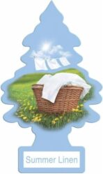 Little Trees Cardboard Hanging Car, Home & Office Air Freshener, Summer Linen (Pack of 12)