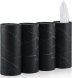 SINGARO Car Tissue Holder, 4 Pack Car Cup Holder Facial Tissues with Travel Tissue Bag, Quick and Convenient Flower Combination Car Tissue Box(4 Canisters/200 Tissues) Black