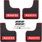 Mini Size Soft Rubber Car Universal Mud Flaps Mudguards All Weather, Fits for Sedan, Hatchbacks,Exterior Accessories Black+Red Sports, Front & Rear, 4Pcs Set