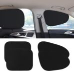4-Pack Car Window Shades, Static Cling Foldable Sun Shades, 99% UV & Glare Blocker. Semi-Coverage Design for Unobstructed View, Universal Fit for Most Cars, SUVs, Minivans — Perfect for Road Trips.