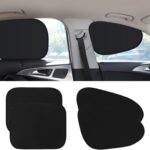 4-Pack Car Window Shades, Static Cling Foldable Sun Shades, 99% UV & Glare Blocker. Semi-Coverage Design for Unobstructed View, Universal Fit for Most Cars, SUVs, Minivans — Perfect for Road Trips.