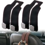Fauppt Headrest Hooks for Car Car Seat Hooks for Headrest,2026 Hooks for Purses and Bags Cute Car Purse Holder,Twinhook Leather Car Headrest Hangers Seat Back Organizers for Travel (Black*2)