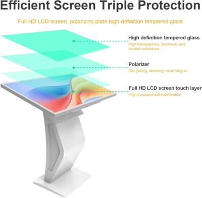 43 inch Touch Screen Kiosk, Windows System(8+128g), K-Style Stand Inquiry Machine, Human–Machine Interaction Smoothly for Mall Navigation/Self-Ordering/Advertising/Retail Store - Image 4