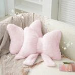 LYFJMUS 4 Pack Plush Bow Car Headrest Pillow and Lumbar Support Pillow Soft Butterfly Car Neck Pillows for Driving Cars Decor (Pink) - Image 6