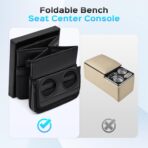 Foldable Bench Seat Center Console, Car Armrest Organizer Box with 2 Large Cup Holders & Massive Storage, Universal Portable Trunk Console Arm Rest for Car/Truck/Van/SUV Rear Organizers Back Seat - Image 7