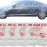 Clear Plastic Car Cover, 4 Pack Universal 12.5 x 21.7ft Disposable Full Car Cover with Elastic Band for Sedan Outdoor Snow Rain Dust Weather