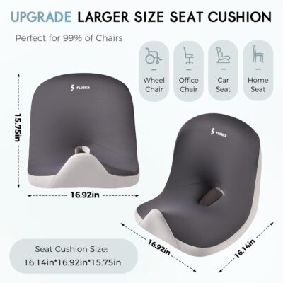 Car Seat Cushion and Lumbar Support Pillow, Larger Memory Foam Seat Cushion, Ergonomic L-Shaped Design Cushion for Back Pain Relief, Non-Slip Driving Cushion for Car, Office, Truck, Wheelchair-Black - Image 4