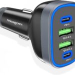 USB C Car Charger, Meagoes 4 Ports 90W Super Fast Charging, Dual 45W USBC & QC3.0 USB 12V Cigarette Lighter Adapter for iPhone 17 Air 16 15 iPad Tablet Google, Samsung S26 Android Type C Cell Phone