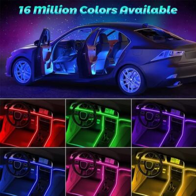 Car LED Interior Strip Lights, TEKSHINNY RGB Car Interior LED Light Wireless APP and Remote Control, 5 in 1 Ambient Lighting Kit with 236 Inches Fiber Optic, EL Wire Lights for Car Inside - Image 7