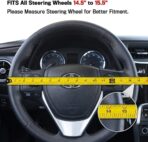Motor Trend White Steering Wheel Cover - Dotted Comfort Polyester Grip on Stitched Synthetic Leather, White/Black - Image 8