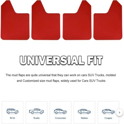 RULLINE Car Mud Flaps Universal Fit Red Splash Guards (4 Pack) Fender,with 20 Pieces 6mm Fastener Rivet Clips - Image 3