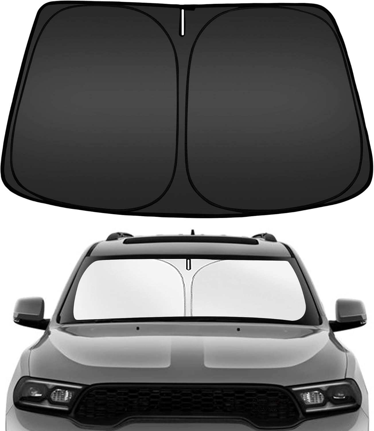 61Sc58Z18L._AC_SL1500_.jpg ARISMOTOR Windshield Sun Shade for Dodge Durango 2011-2025 2026, Custom Fit Foldable Front Window Sunshade Sun Visor Protector, Block UV Rays Keep Your Car Cooler - Image 1