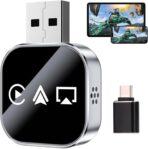 3 in 1 Wireless Carplay Adapter, Car Screen Mirroring Converter, 2026 Upgrade Mirror iOS Phone for iPhone/Airplay/Apple/Android, Bluetooth Auto Link, Wired to Wireless, Plug & Play