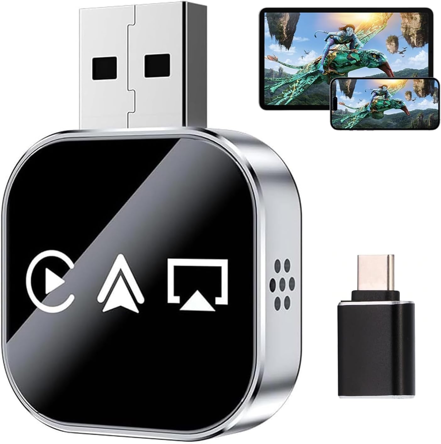 61Sz61Xm-oL._AC_SL1500_.jpg 3 in 1 Wireless Carplay Adapter, Car Screen Mirroring Converter, 2026 Upgrade Mirror iOS Phone for iPhone/Airplay/Apple/Android, Bluetooth Auto Link, Wired to Wireless, Plug & Play - Image 1