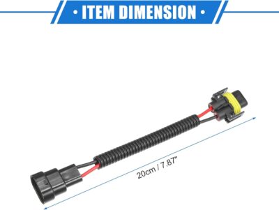 2 Pcs 9005 9006 Male to H8 H9 H11 Female Extension Wire Harness Headlight Fog Lamp Bulb Socket Adapter, Universal for Car Truck Durable Plastic Black - Image 6