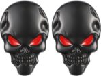 TOMALL 2Pcs Skeleton Skull Logo Devil Death Emblem Badge 3D Metal Decals Stickers Decoration for Cars Trucks Motorcycle Mobile Phone Computer Laptop for Men Boy(Black Red)