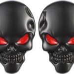 TOMALL 2Pcs Skeleton Skull Logo Devil Death Emblem Badge 3D Metal Decals Stickers Decoration for Cars Trucks Motorcycle Mobile Phone Computer Laptop for Men Boy(Black Red)