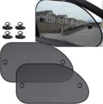 2PC Side Window Car Sunshade, Universal Car Window Shade for Baby, Sun Protection and Breathable Car Window Shade for Baby with Suction Cup Installation Accessories, for Cars (Black)