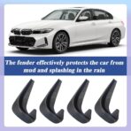 4PCS Car Mud Flaps, Black Mud Flaps Splash Guards, Front & Rear Side Mud Guard, No Drilling Mudguards Fenders Car Exterior Accessories Universal for Most Cars, Truck Vehicle - Image 4