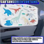 Car Window Shade for Baby, Magnetic Blackout Car Window Curtain, Cartoon Pattern Cars Side Window Sun Shade Cover for Sun/Heat/UV Rays Protection (Dinosaur) - Image 6