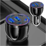 6 Port Car Charger USB C & USB A,75W Ultra-Fast Car Charger Adapter with Super/PD30W/PD/3.1A,Universal 12V/24V Cars Lighter USBs Adapter Cars Ports Chargers for Phone,Tablet