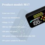 HUD M17,Heads up display OBD2 and GPS Dual System Speedometer for Car, Digital Speedometer with Speed, Travel Direction, and Overspeed Alarm, Fatigue Driving Alarm，Suitable for All car - Image 8
