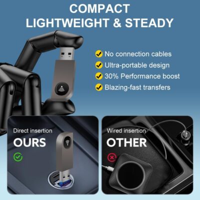 2 in 1 Wireless CarPlay Adapter, Android Auto Plug&Play CarPlay Dongle Converts Wired to Wireless with USB&USB-C/Type-C, Fast Auto-Connect, Stable Control & No Delay, for iOS 10+/Android 11+ - Image 6