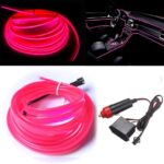 MaxLax Pink EL Wire Car Interior LED Kit - 16.4ft Flexible neon-Style Wire with 12V Fused Power Supply. Features 6mm Reinforced Edge for Easy auto Installation