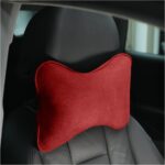 Car Neck Pillow, Soft Comfortable Memory Foam Auto Headrest Pillow Cushion with Adjustable Strap, Breathable Ergonomic Design Car Neck Pain Relief Cushion, Universal for Vehicles (Red)