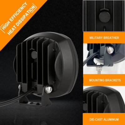 BIGLION.X 5 Inch Pair 160W Amber Round LED Offroad Lights 18800LM Amber Yellow OffRoad Lights Super Bright Amber Driving lights Fog Lights Waterproof IP68 Light Bar for Trucks Pickup 4x4 SUV ATV UTV - Image 5