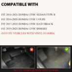 G-PLUS Floor Mats Fit for Honda Civic Sedan & Hatchback 4-Door 2016-2021/Fit Coupe 2-Door 2016-2021 Floor Liners,TPE Custom Fit All Weather Protection Floor Liners,Front & 2nd Row Car Mats Black - Image 2