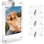 4Pcs Car Clip Picture Holder,Personalized Car Picture Frame,Acrylic Car Photo Holder,Magnetic Car Sun Visor Photo Clip,Visor Clip Photo Frame Hanging Decor Car Accessories for Mom Husband Family Photos