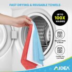 AIDEA Microfiber Cleaning Cloth Roll, Blue Shop Towels 55 Sheets Washable, Microfiber Towels for Cars, Blue Rags Reusable Paper Towel for Automotive, Workshop, House, Kitchen, Cleaning Supplies11×9" - Image 6