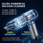 Handheld Vacuum Cleaner, 22000Pa Powerful Car Vacuum Cleaner Cordless, Lightweight Mini Car Hoover, Rechargeable Portable Air Duster for Car, Home, Kitchen - Image 2
