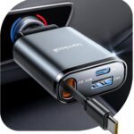 Lamicall Car Charger USB C Compatible with iPhone 17 16 15 Fast Charging [Ultra-Compact, 60% Less Space] 57w Type C Retractable Car Charger Fit Samsung Galaxy S25 S24 Ultra Pixel Android