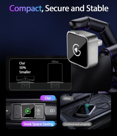 2026 Upgraded Wireless CarPlay Adapter for iPhone & Android Auto, Converts Wired to Wireless Car Play, 3-Second Auto Connect & Stable Zinc Alloy Material, Mini Plug & Play, with USB-A & Type-C - Image 6