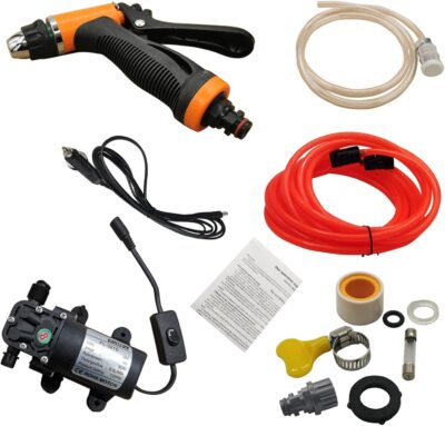 12V Portable Universal Car Washer Gun High Pressure Car Cleaner Electric Water Pump Kit Black - Image 2