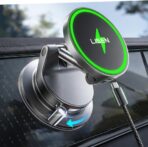 LISEN 15W Magsafe Car Mount Charger, Magnetic Wireless Car Charger, Suction Phone Mount, Vacuum Magnetic Phone Holder for Car Mount for iPhone 17 Pro Max 16 15 14 13 12, Samsung S26/S25, Pixel 10 Pro