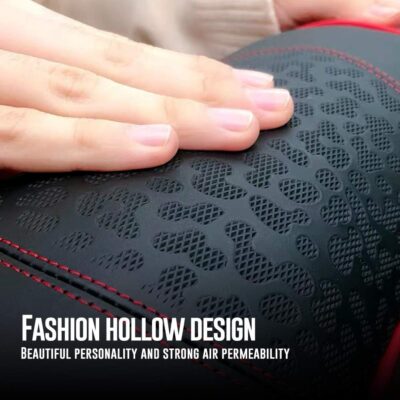 Car Leather Neck Pillows, Neck Rest Cushions,100% Memory Foam Cervical Support, Comfortable Travel car Seats and Home Office Soft Pillows, Red a Set (2 pcs) - Image 3